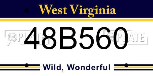 48B560 West Virginia License Plate
