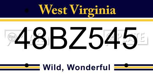 48BZ545 West Virginia License Plate
