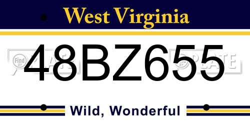 48BZ655 West Virginia License Plate