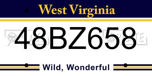 48BZ658 West Virginia License Plate