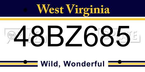48BZ685 West Virginia License Plate
