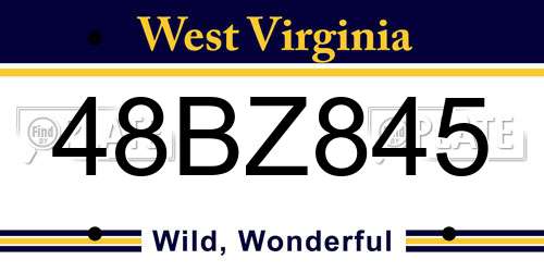 48BZ845 West Virginia License Plate