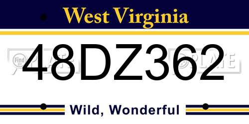 48DZ362 West Virginia License Plate