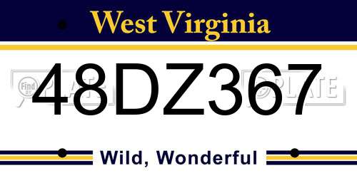48DZ367 West Virginia License Plate