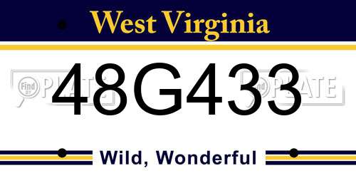 48G433 West Virginia License Plate
