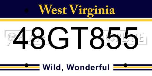 48GT855 West Virginia License Plate
