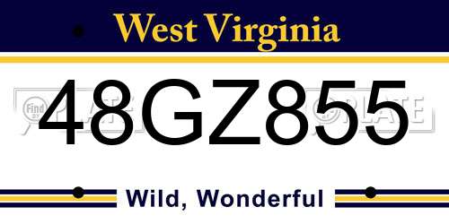 48GZ855 West Virginia License Plate