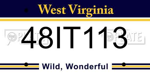 48IT113 West Virginia License Plate