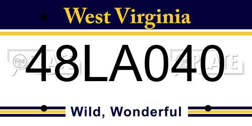 48LA040 West Virginia License Plate