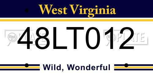 48LT012 West Virginia License Plate