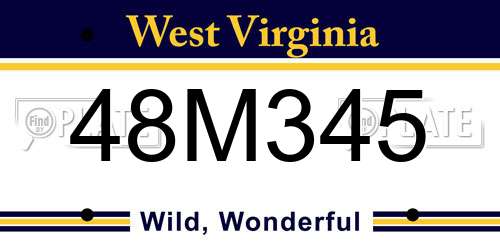 48M345 West Virginia License Plate