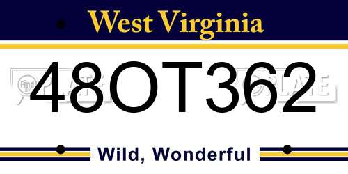 48OT362 West Virginia License Plate