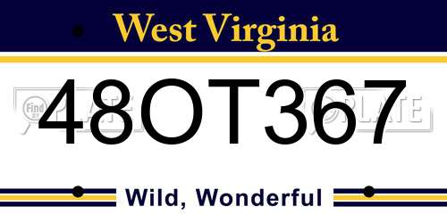 48OT367 West Virginia License Plate