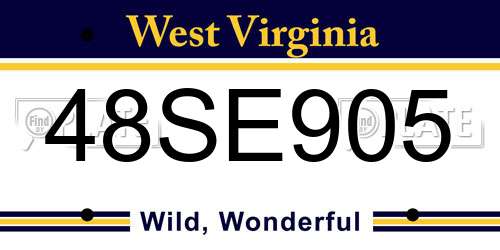 48SE905 West Virginia License Plate