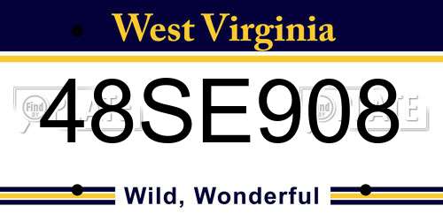 48SE908 West Virginia License Plate