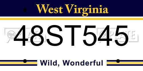 48ST545 West Virginia License Plate