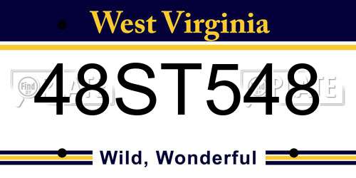 48ST548 West Virginia License Plate