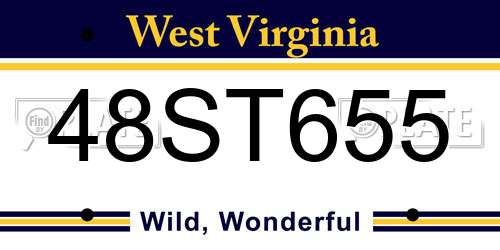 48ST655 West Virginia License Plate