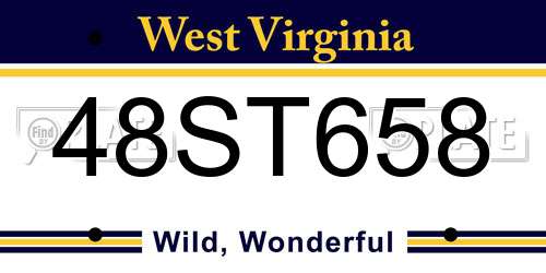 48ST658 West Virginia License Plate