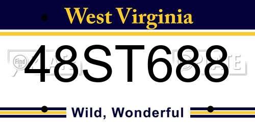 48ST688 West Virginia License Plate