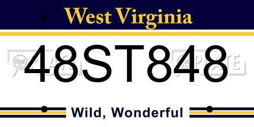 48ST848 West Virginia License Plate