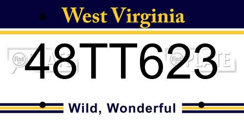 48TT623 West Virginia License Plate