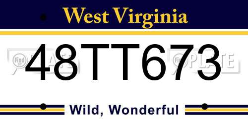 48TT673 West Virginia License Plate