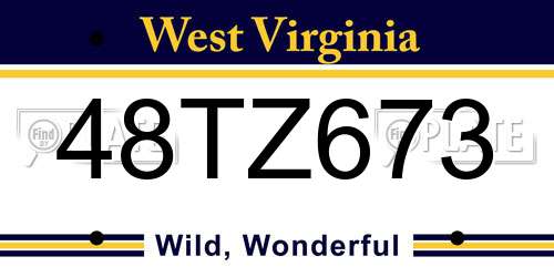 48TZ673 West Virginia License Plate
