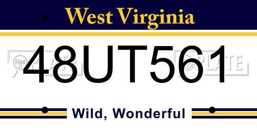 48UT561 West Virginia License Plate