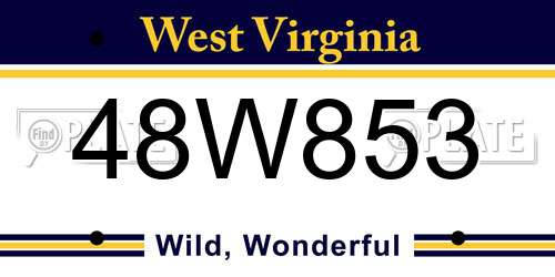 48W853 West Virginia License Plate