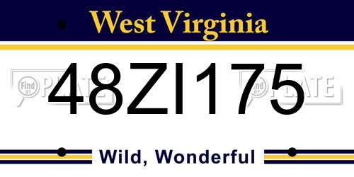 48ZI175 West Virginia License Plate
