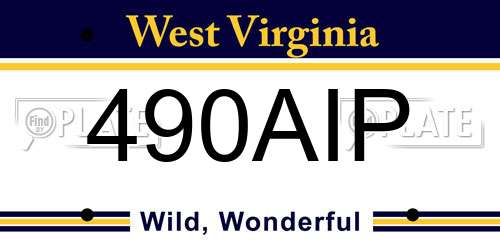 490AIP West Virginia License Plate