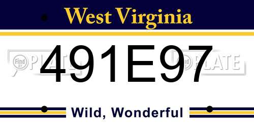 491E97 West Virginia License Plate
