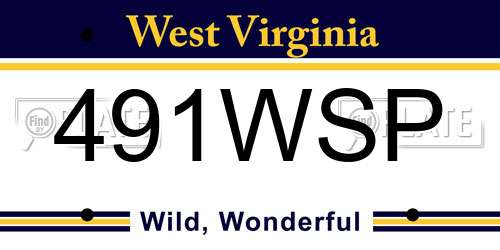 491WSP West Virginia License Plate
