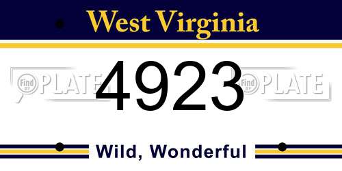 4923 West Virginia License Plate