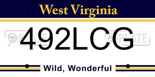 492LCG West Virginia License Plate