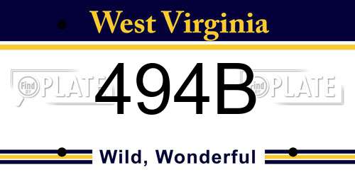494B West Virginia License Plate