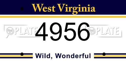 4956 West Virginia License Plate