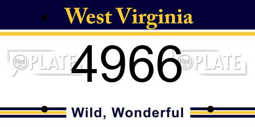 4966 West Virginia License Plate