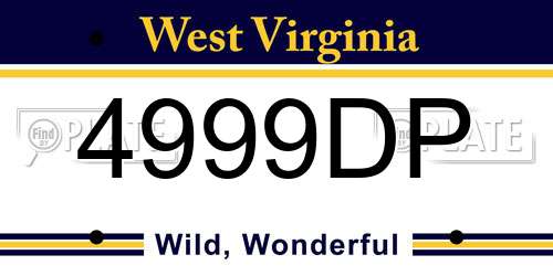 4999DP West Virginia License Plate