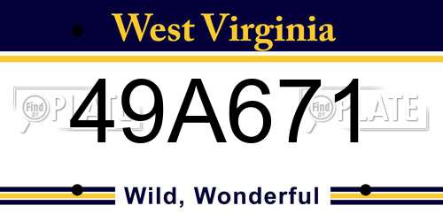 49A671 West Virginia License Plate