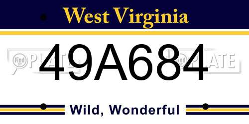 49A684 West Virginia License Plate
