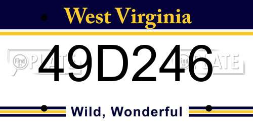 49D246 West Virginia License Plate