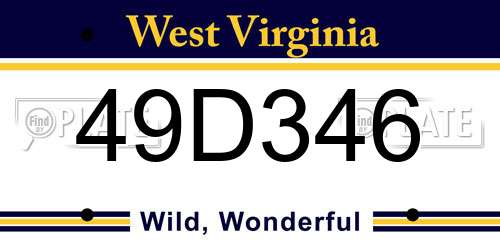 49D346 West Virginia License Plate