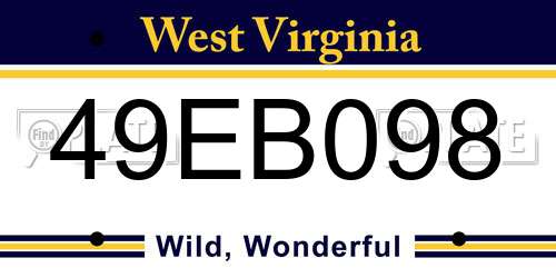 49EB098 West Virginia License Plate
