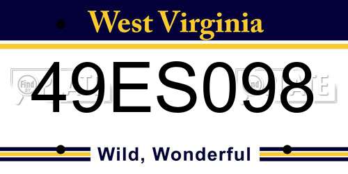49ES098 West Virginia License Plate