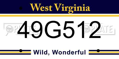 49G512 West Virginia License Plate