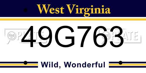 49G763 West Virginia License Plate