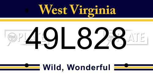 49L828 West Virginia License Plate