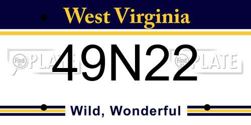 49N22 West Virginia License Plate